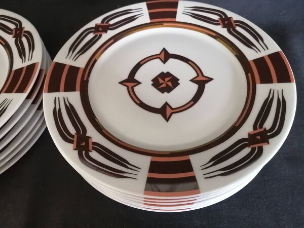 Geneviève Lethu  an 1998 - 12 assiettes à desserts modèle ''L'or des Akans