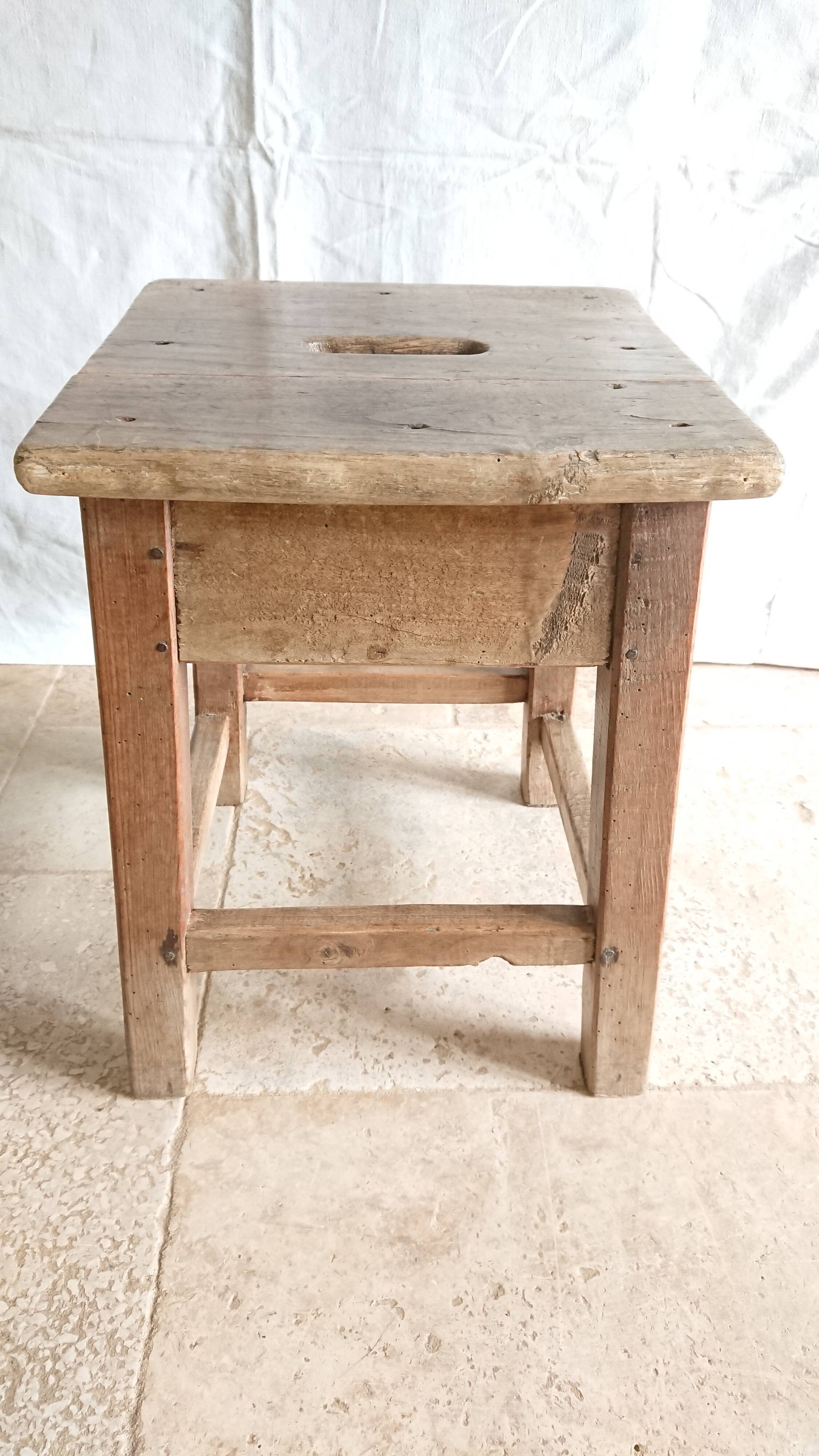 Raw wooden workshop stool