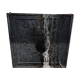 huge old fireplace plate has decoration of angels, crown and fleurs-de-lis