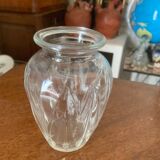 Hyacinth vase in molded transparent glass vintage pattern