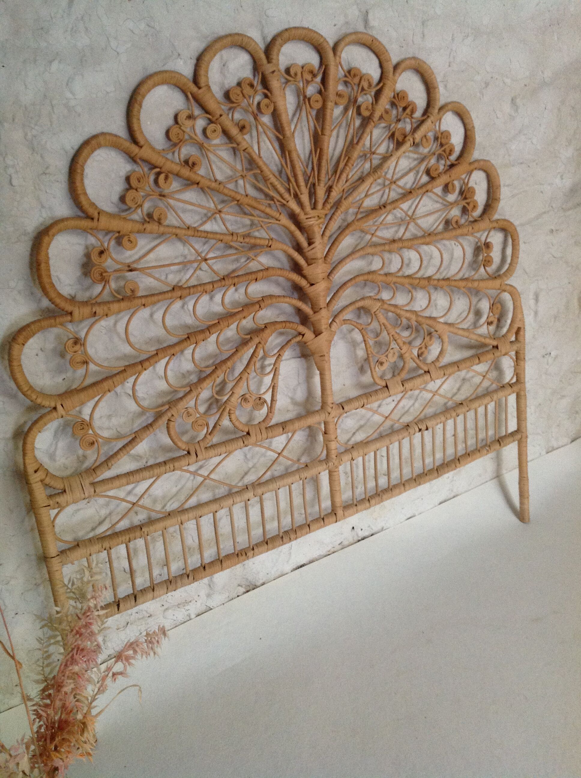 Peacock rattan bed head