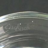 1970s glass VASE by eisch thick clear glass and bubble glass green rim