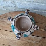 Old vase or pot with handles turquoise pattern Akteja