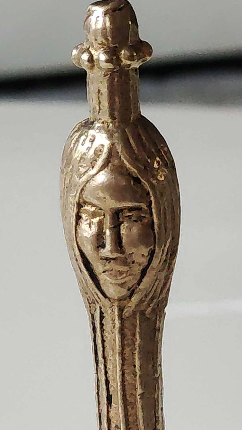 Cloche de Table Antique/Sancho Panza/Écuyer de Don Quichotte .En bronze doré.14,5 x 6,5 cm