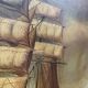 Large old oil painting of a ship