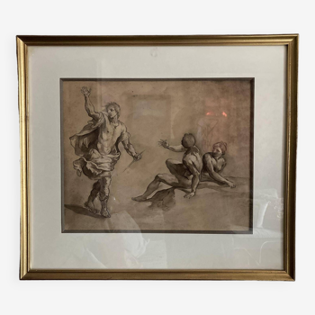 Drawing: ink and wash - Scene representing Actaeon and bathers - probably 17th century
