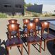 Round teak table 150 cm with 6 Indonesian chairs.