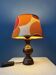 Lampe de table vintage Space Age avec abat-jour textile orange