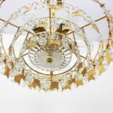 Chandelier in gilded brass and crystal glass by Palwa, Germany, 1960s.