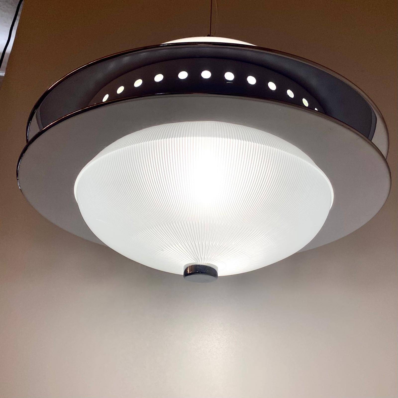 Space Age Design Pendant in Glass, Crystal and Metal