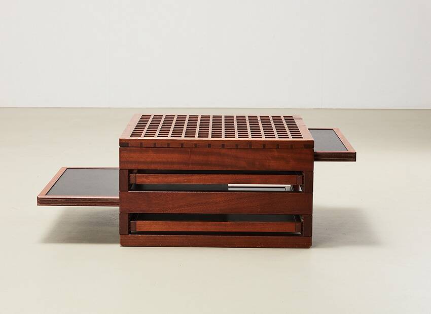 Table basse Tetra de Bernard Vuarnesson pour Bellato Italie, années 1980