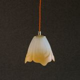 Old french ceiling light in opalescent and orange glass, french pendant light - circa 1960