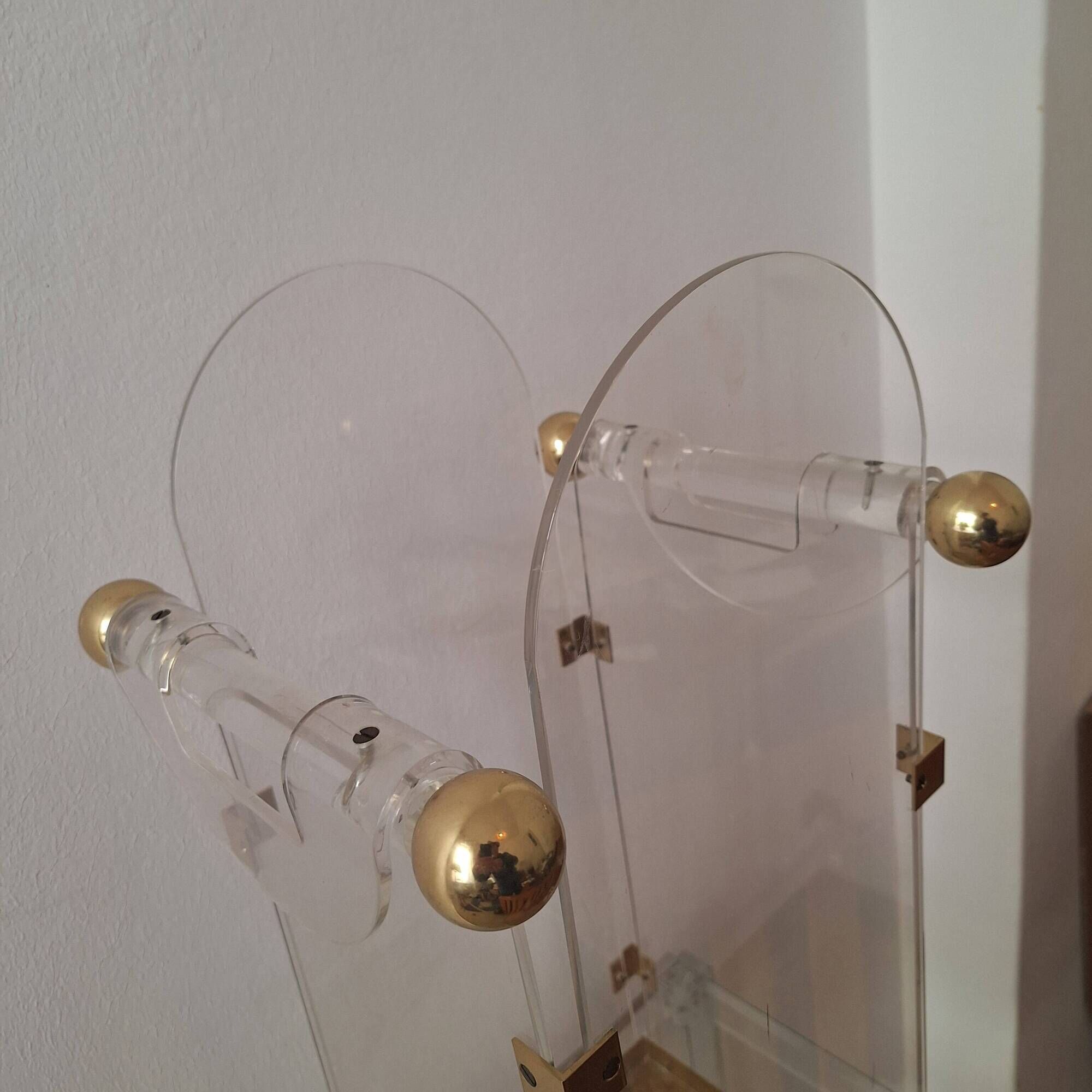 1970s Fontana Arte style lucite / acrylic and brass umbrella stand
