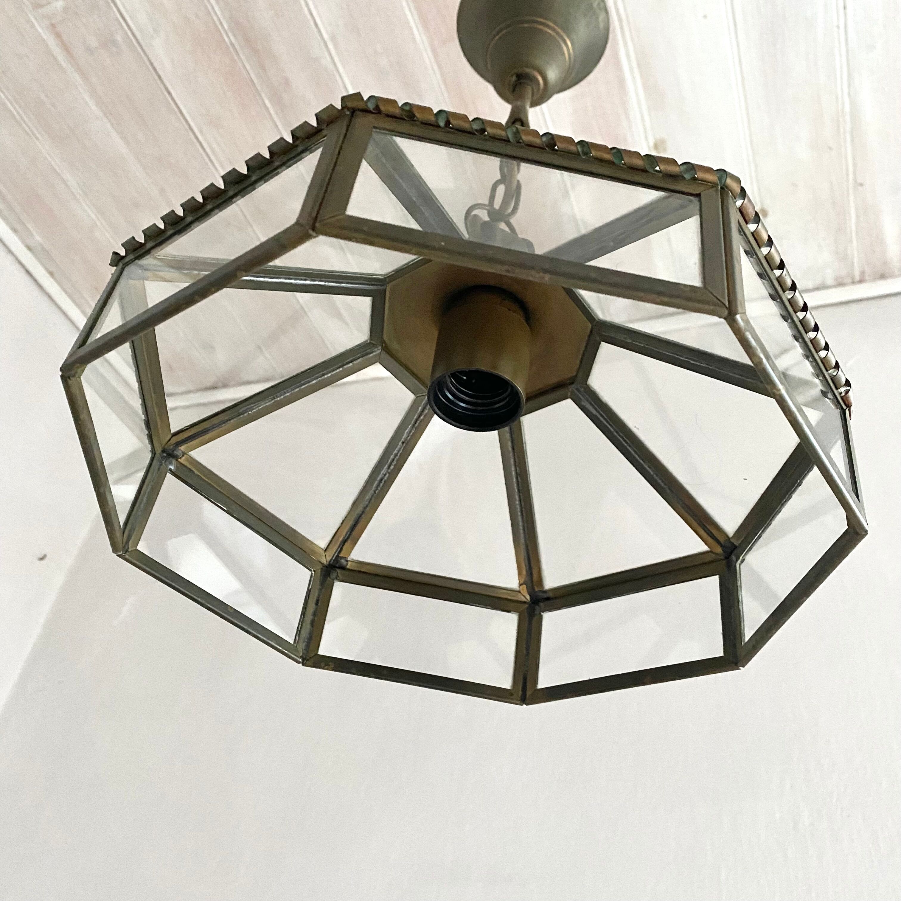 Old brass and glass suspension