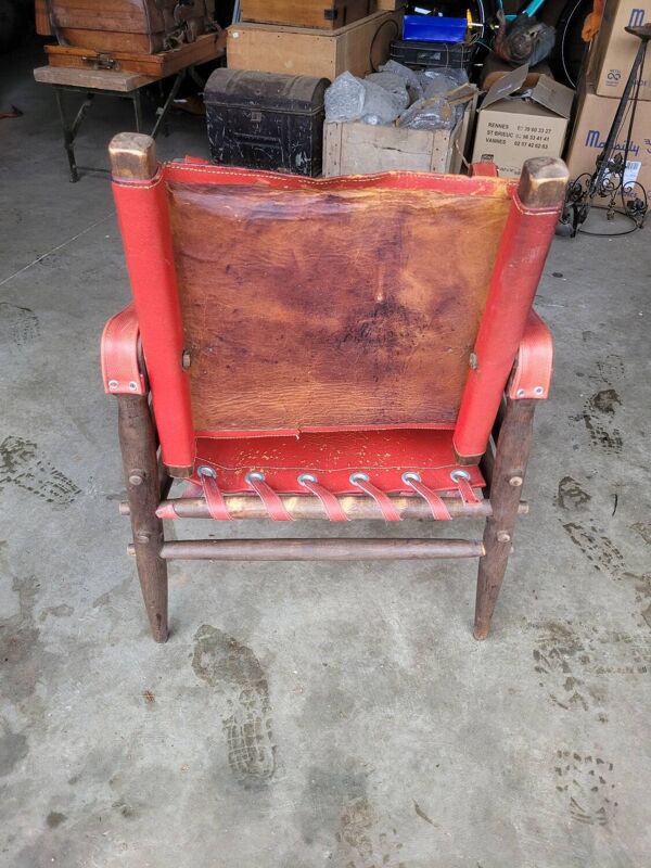Fauteuil safari vintage cuir
