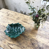 Vallauris green ceramic leaf dish