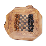 Jeu d'échecs en bois d'olivier rustique jeu d'échecs à la main plateau 12 "avec 32 pièces d'échecs
