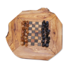 Jeu d'échecs en bois d'olivier rustique jeu d'échecs à la main plateau 12 "avec 32 pièces d'échecs