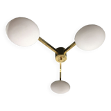 3 brass arm with oval spheres ceiling lamp