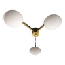 3 brass arm with oval spheres ceiling lamp