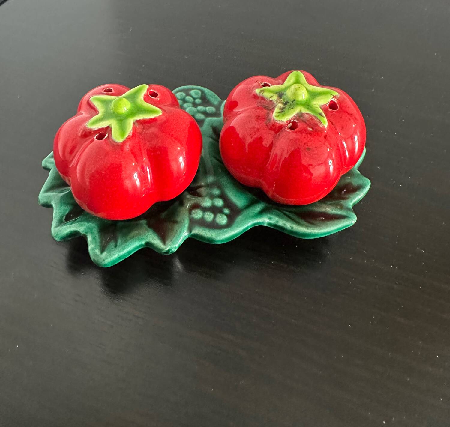 Tomato slushie, salt and pepper shakers