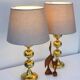 Scandinavian modern space age brass table lamps from Nafa, Sweden, 1970s, set of 2