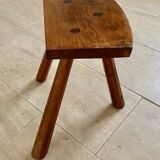 Tabouret tripode en chêne massif 1950