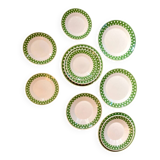 Service de 12 assiettes anciennes à pois pour 4 personnes