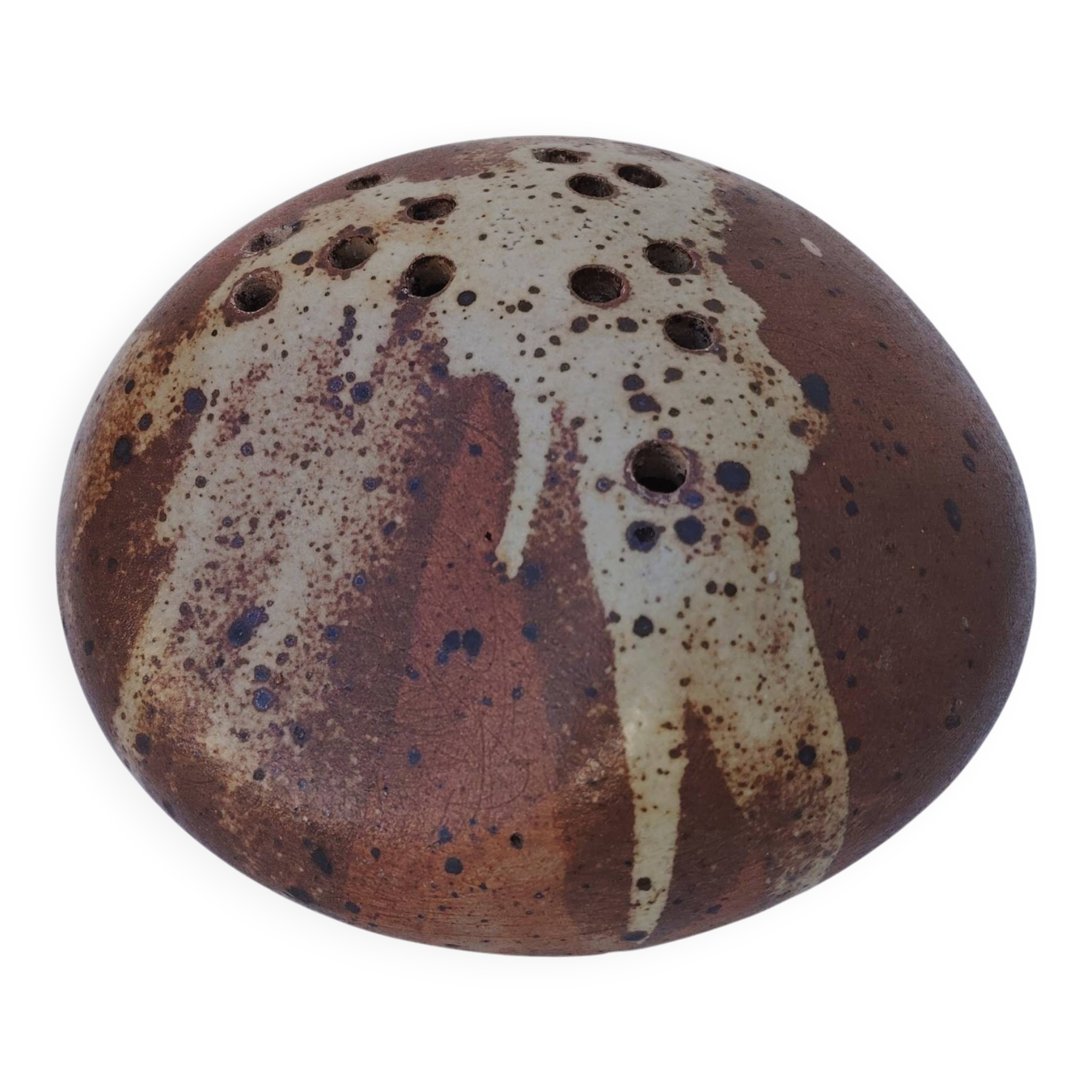 Flower vase, pyrite stoneware, signed, vintage