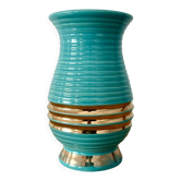 Vintage Art Deco vase in blue and gold ceramic