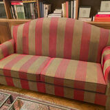 3-seater sofa in red and grey fabric