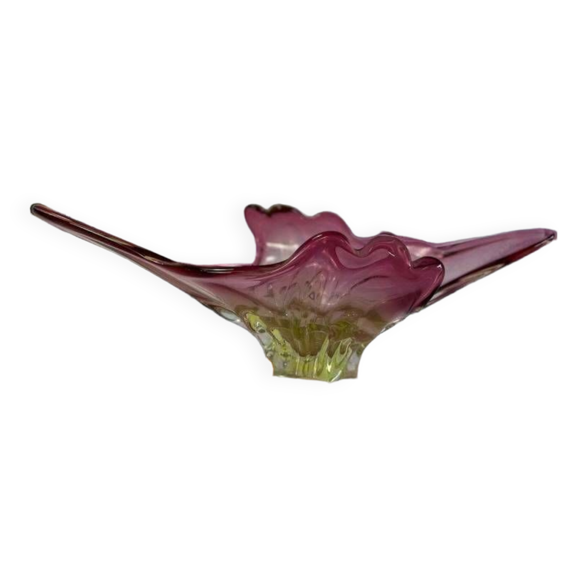 Vintage pink/green murano glass bowl/decor