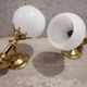 Pair of brass boat swivel appliques - opalin glass globe