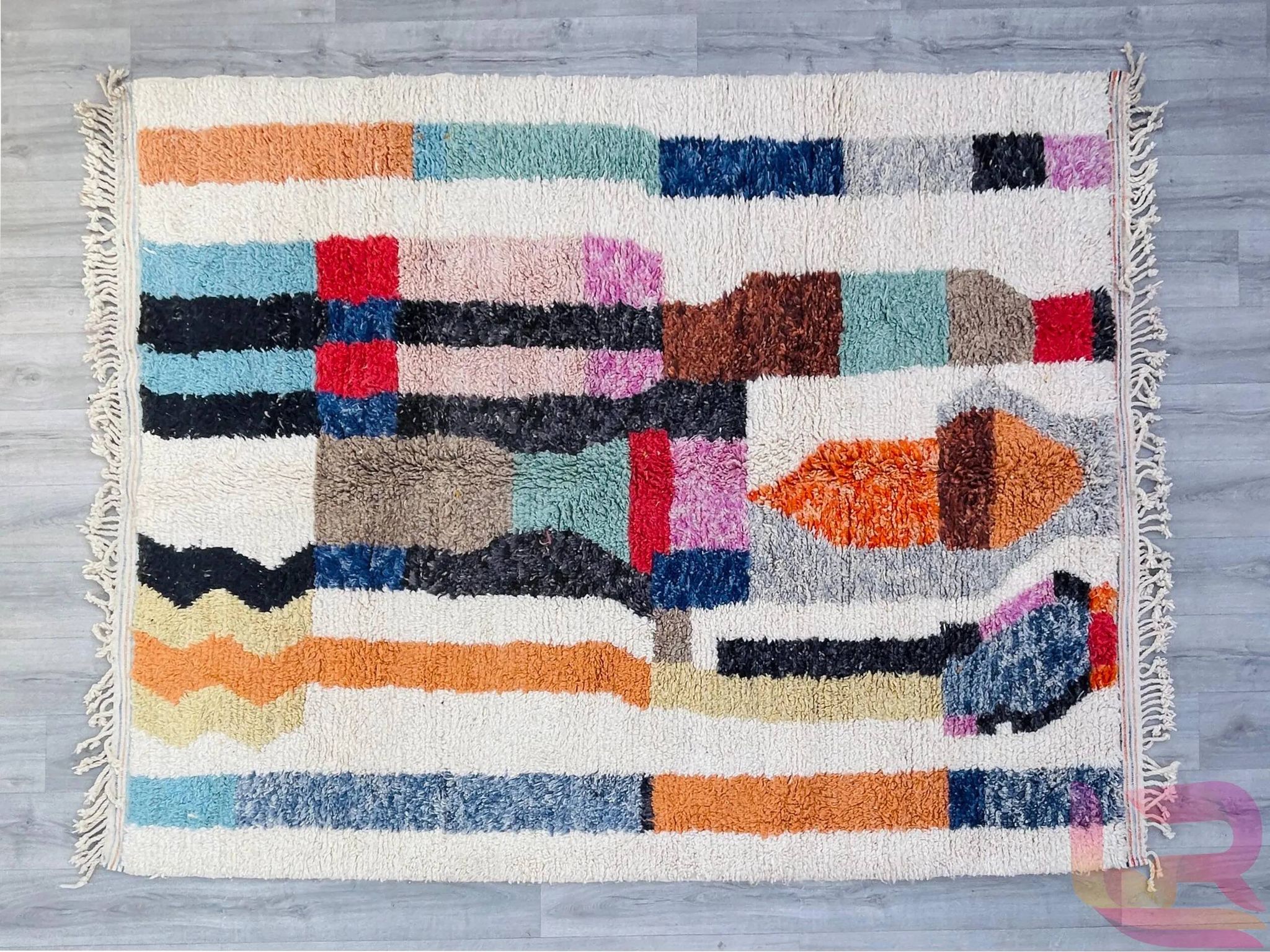 Authentic Moroccan wool rug handwoven, 250x150 cm