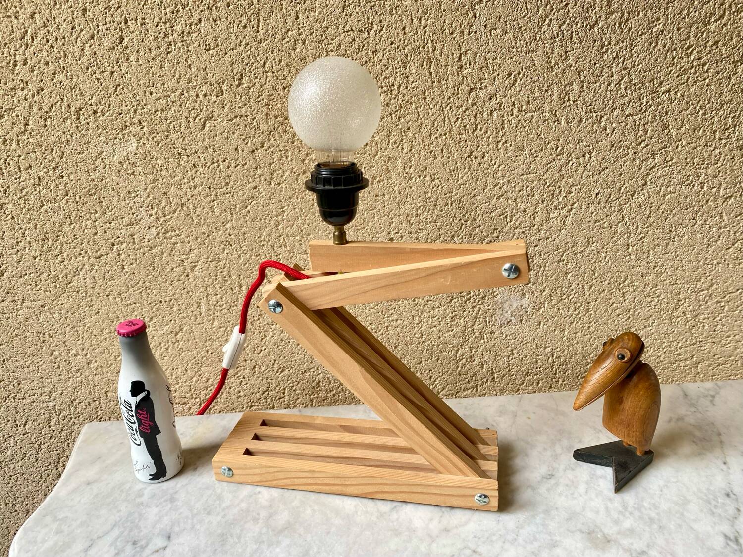 Accordion lamp, vintage Scandinavian design from the 90s, modernist design.