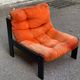 Vintage orange Scandinavian armchair from the 70s, velvet armchair