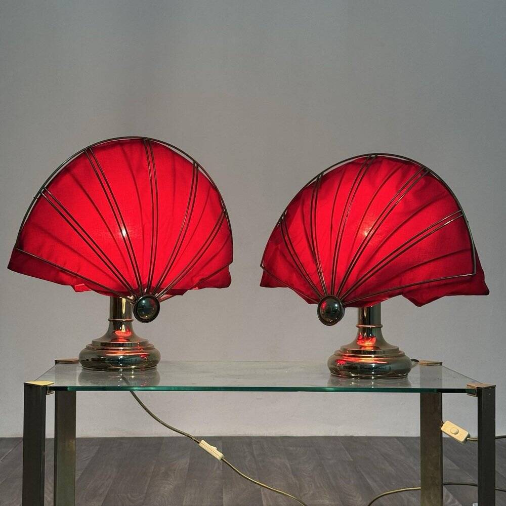 Lampes de table en laiton de style Hollywood Regency, années 1970, ensemble de 2