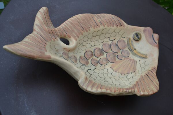 Grand plat/coupe en céramique poisson Vallauris