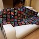 Plaid wool blanket crocheted vintage granny XXL - 195x195 cm