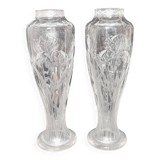 Par de jarrones "Art Nouveau" de cristal tallado. España, 1930s.