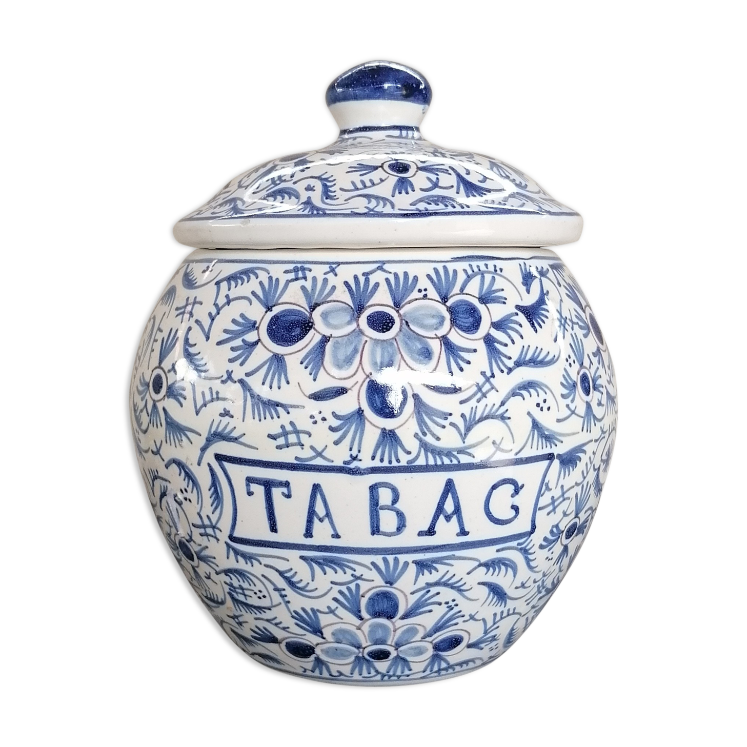 Pot céramique colorée marqué "Tabac"