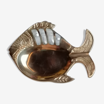 Empty pocket brass fish and mother-of-pearl