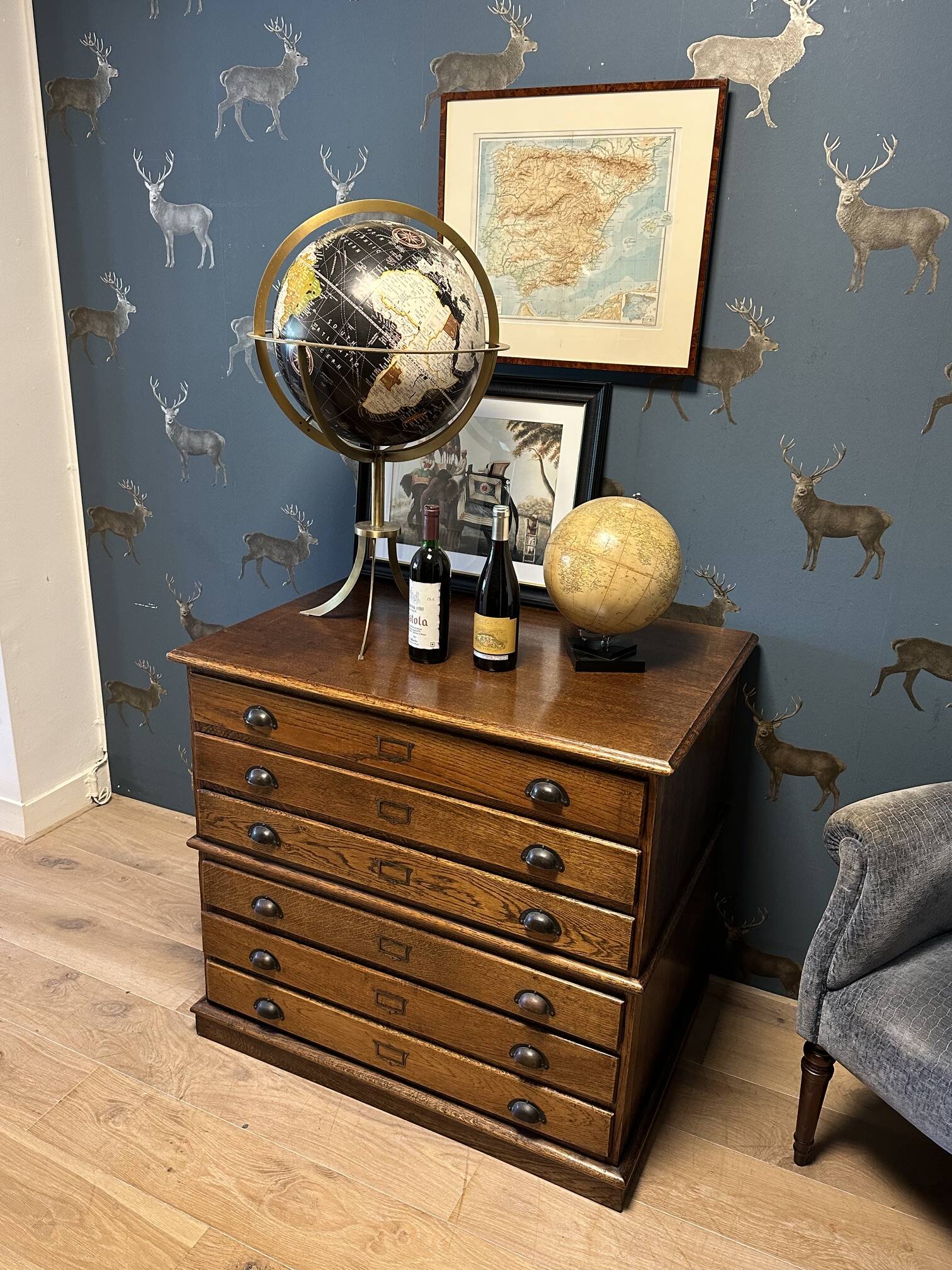 Antique oak drawing cabinet / map cabinet / architect's cabinet
