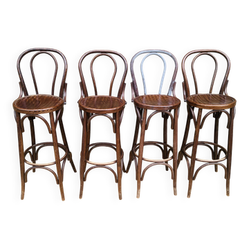 Ensemble de 4 chaises hautes de bistrot vintage