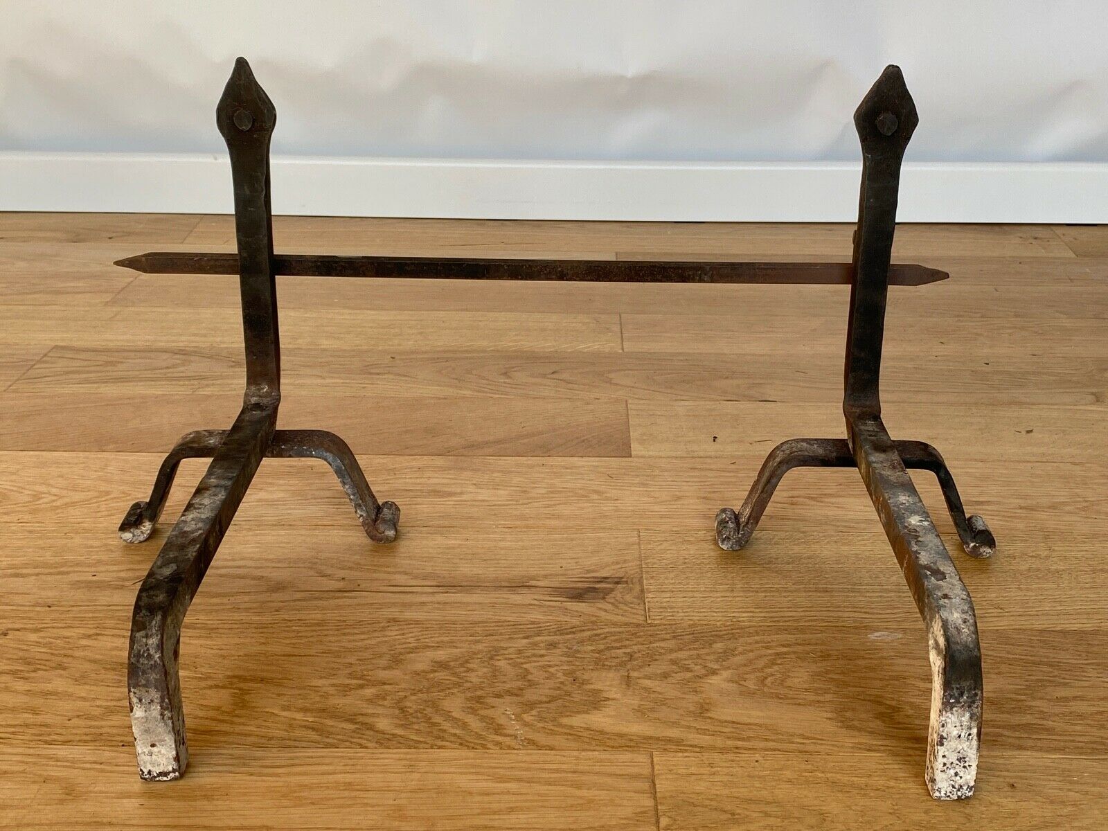 Pair of brutalist chenets 1960 accessories fireplace french work