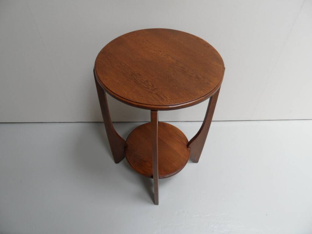 Table d'appoint ronde en chêne Art Déco