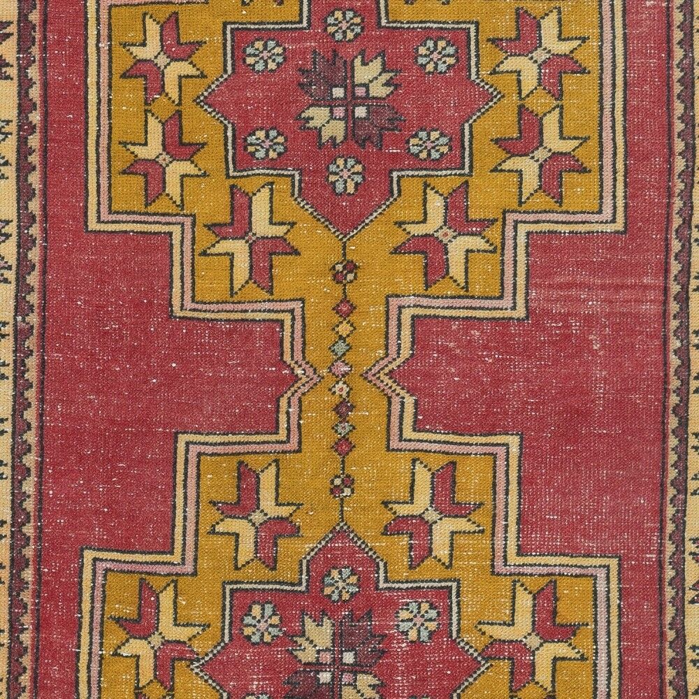 Vintage Turkish Oriental Rug. 100% Wool. Unique Hand Knotted Village Rug