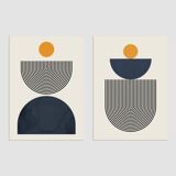 Geometric art print with lines and circles
