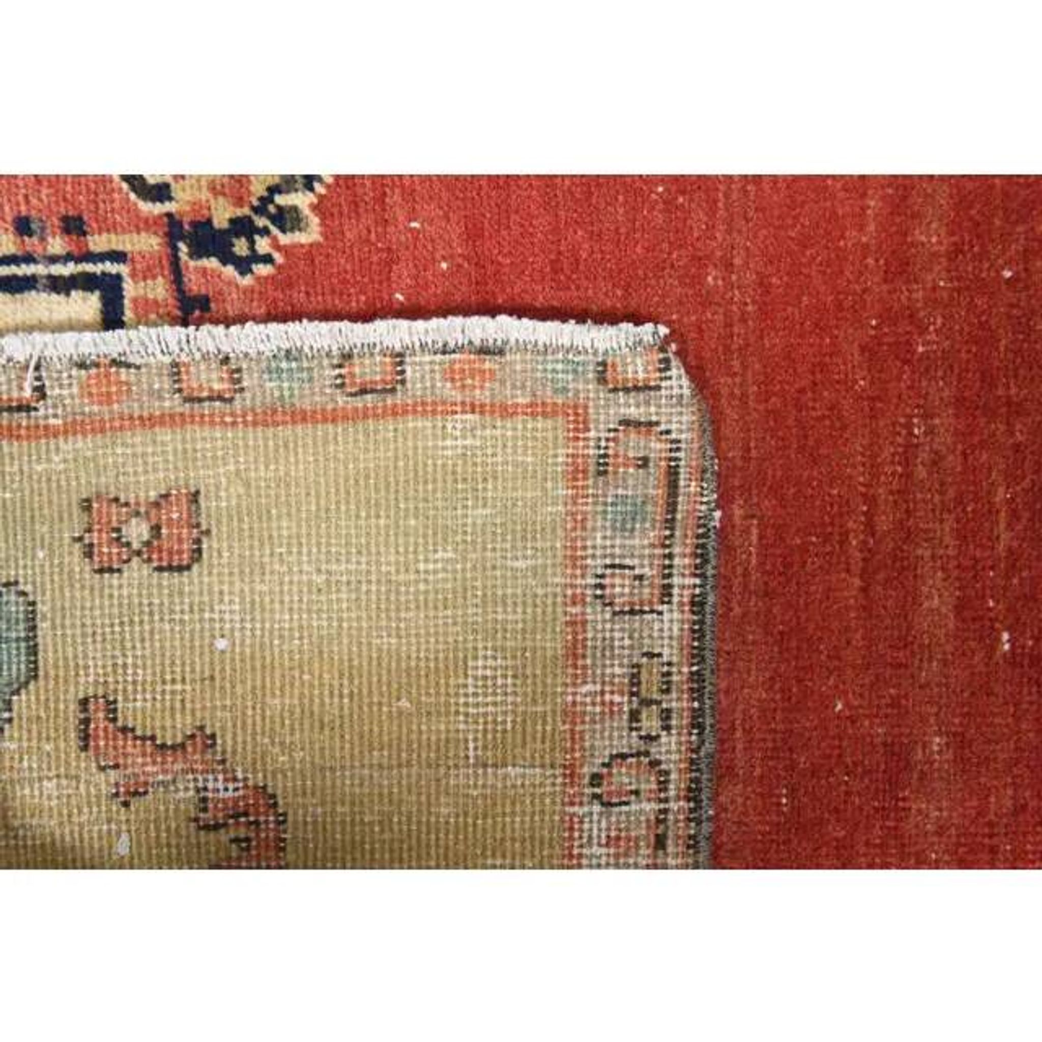 1970s Vintage Turkish Handmade Wool Red Oversized Area Rug 210x318
