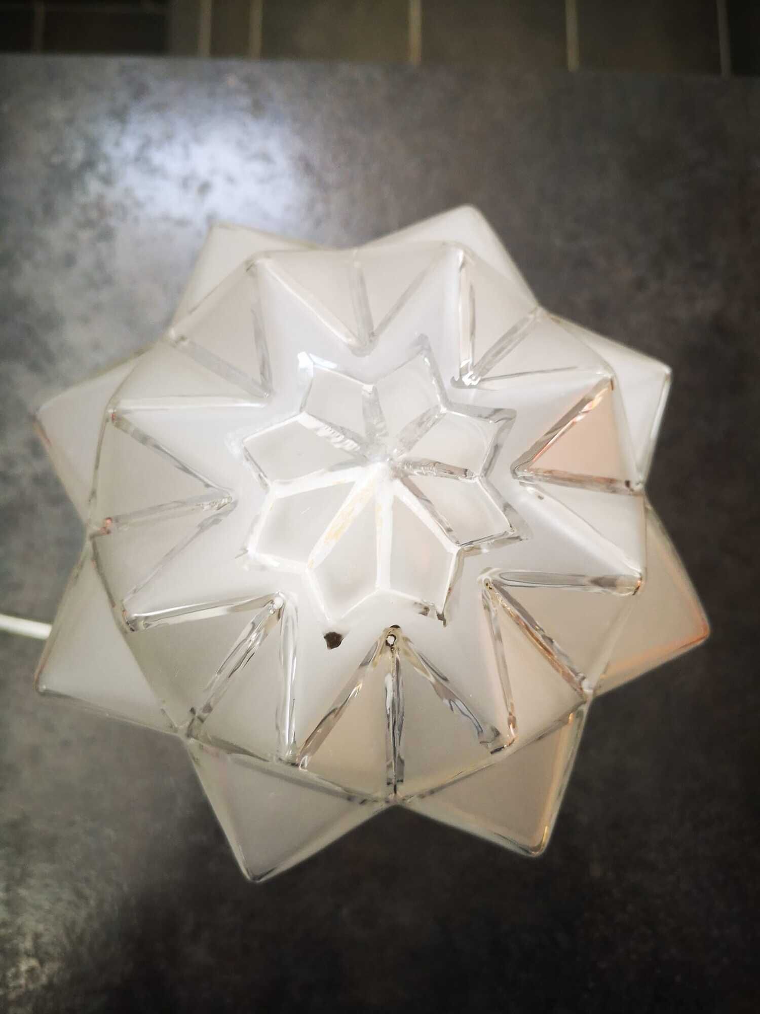 Old lamp globe opalescent glass rare model Ø 18 cm ART DECO 1930 POLYEDRE 96 faces STARS